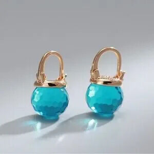 Blue Ball Zirconia Earrings